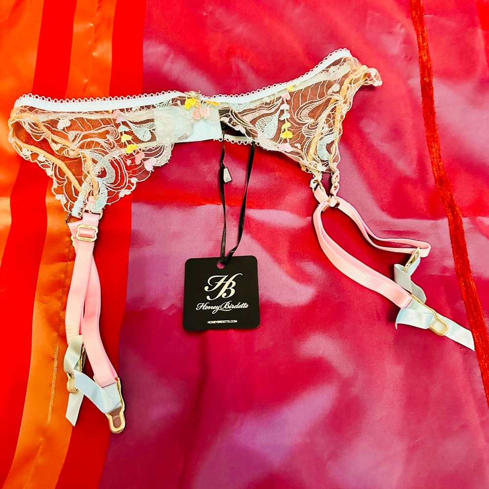 Honey Birdette Pink and Gold Lace Panties